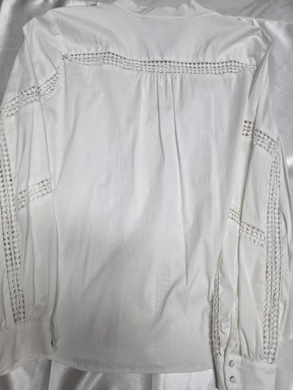 White House Black Market & Spruce Ivory Crochet-Trim Peasant Blouse - Picture 9 of 12